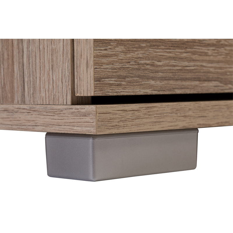 Aeryn 52cm W Manufactured Wood Bedside Table, Imitation hickory oak and white glass