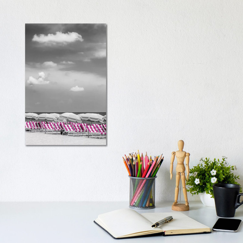 Beach Scene With A Pink Color Pop, 20.32 cm H x 30.48 cm W
