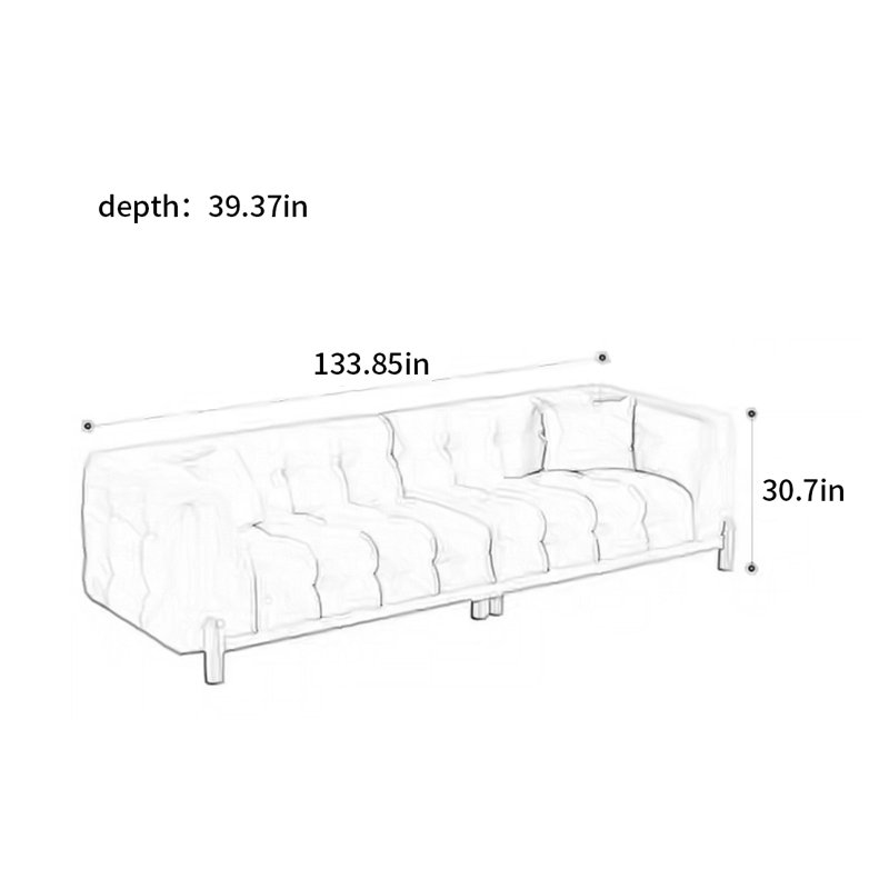 style moderne, simple, rangée droite, nuage, canapé, H 30,7 po x l 133,85 po x P 39,37 po, 5