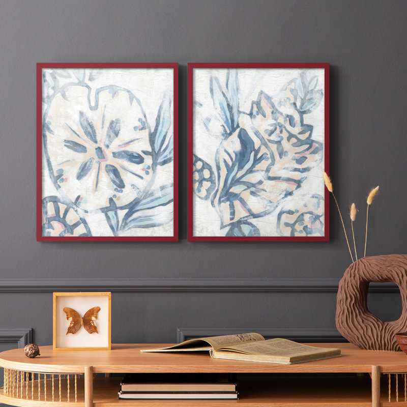 Reproduction encadrée «Beach Shell Fresco I-Premium» - prête à être accrochée - aucun clou requis - aucun clou requis, Rouge