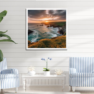 Coucher de soleil sur la falaise I - art mural toile côtière