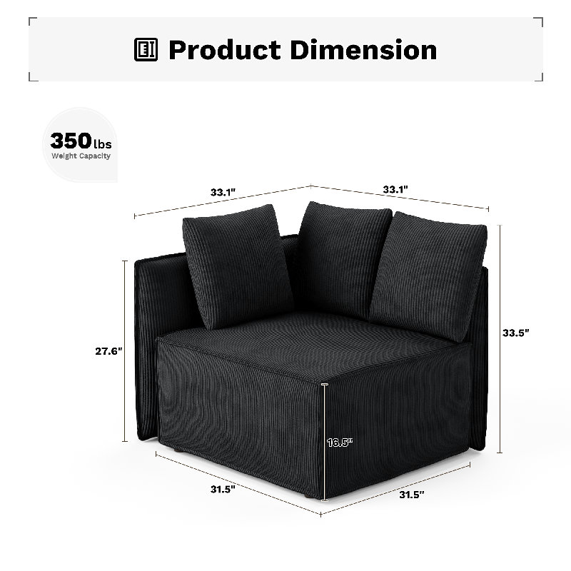 Fauteuil d'appoint modulaire Bennett, Noir