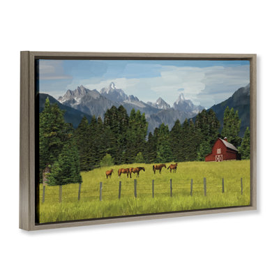 Lush Green Pasture Grazing Framed Floater Canvas by Renel Peters