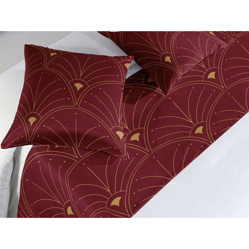 Satin Bed Runner, King, Burgundy and Sand Brown