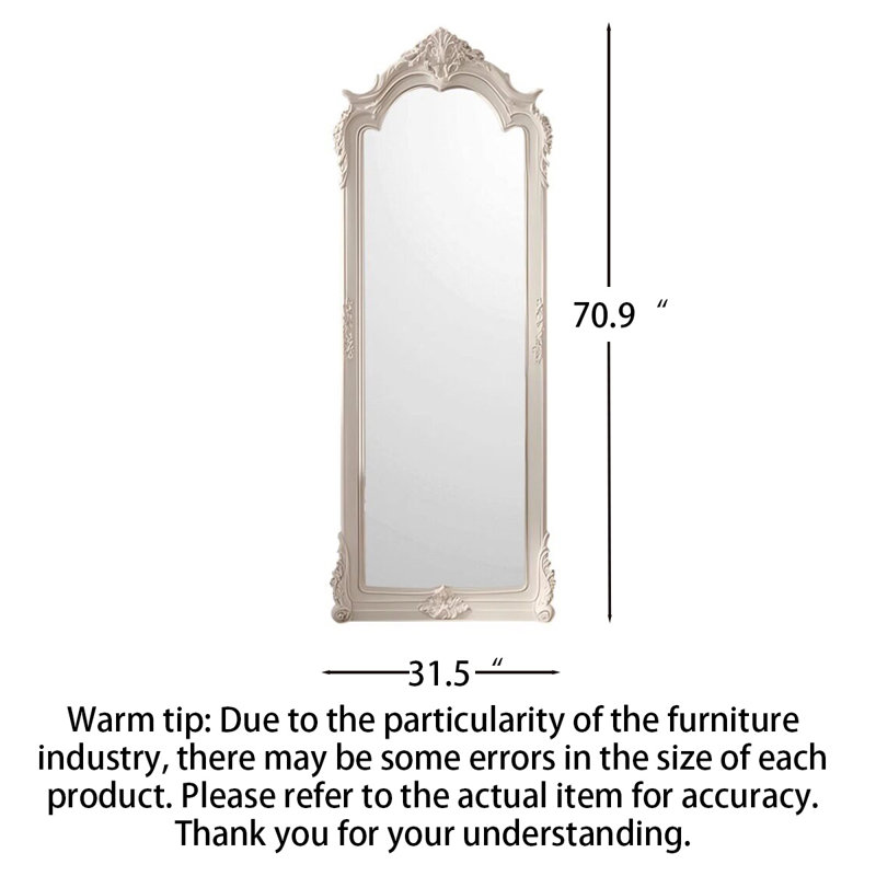 Miroir pleine grandeur rétro, H 70,87 po x l 31,5 po