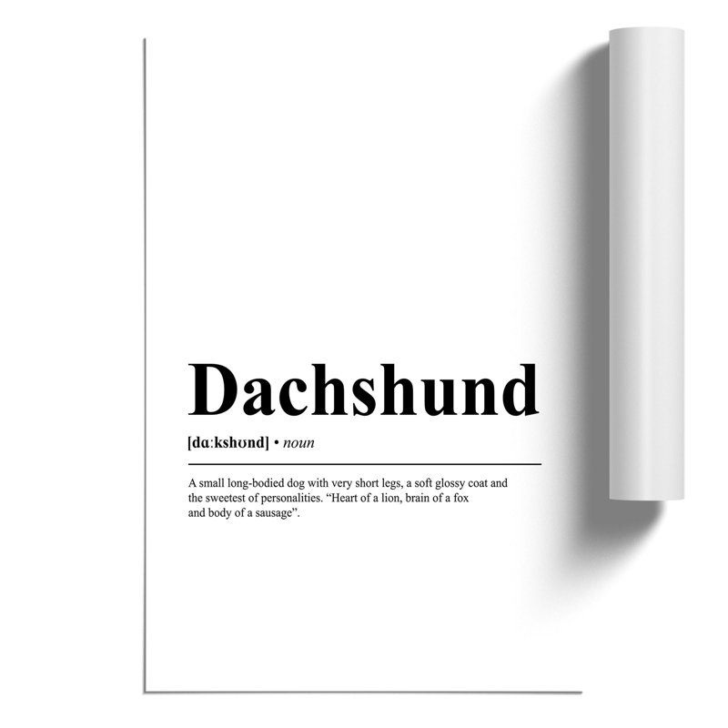 Dictionary Dachshund - Frameless Print, 30cm H x 21cm W x 0.1cm D