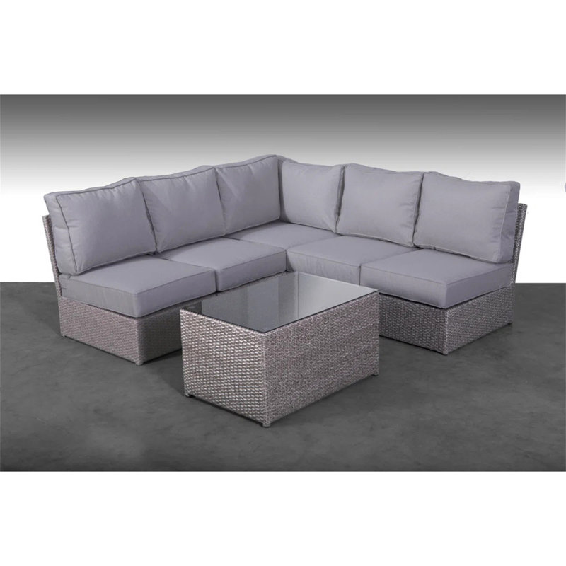 Ensemble de conversation de terrasse pour 4 personnes avec coussins entièrement assemblé
