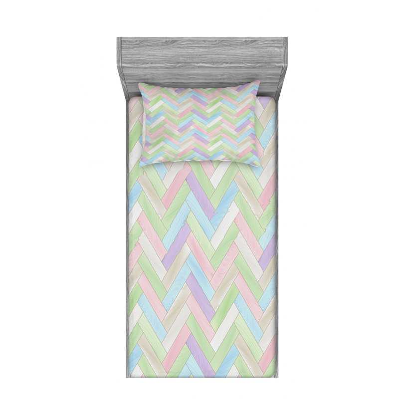 Microfiber Chevron Sheet Set, Twin XL Sheet Set with Fitted Sheet