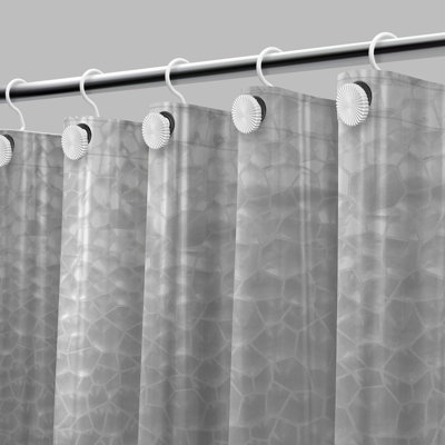 Acento Tiles PEVA Shower Liner with Black Grommets, Soft-Touch, 72" x 72", Clear