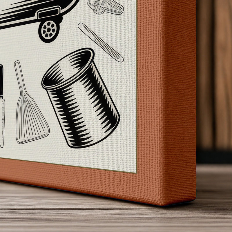 Road Cooker Retro - Wrapped Canvas, 18x12 - 45.7 x 30.5 cm, Terracotta Border