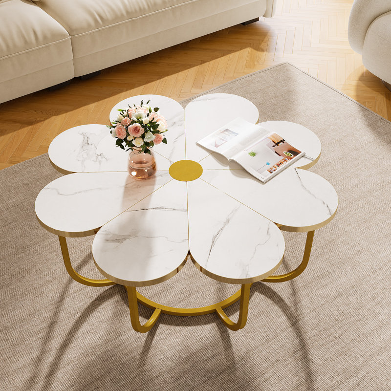 Table basse Behrett, Blanc / Doré
