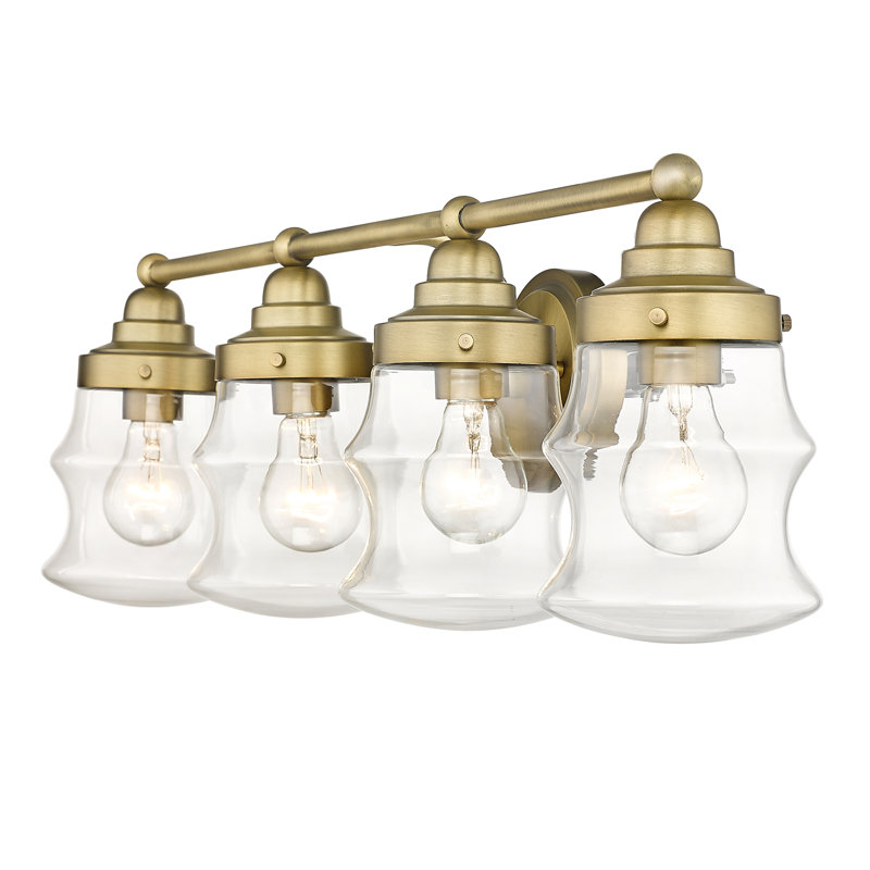 4 - Light Dimmable Vanity Light, Antique Brass