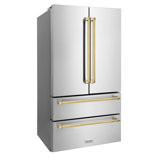 ZLINE 36" Autograph Edition 22.5 cu. ft Freestanding French Door Refrigerator with Ice Maker in Fingerprint