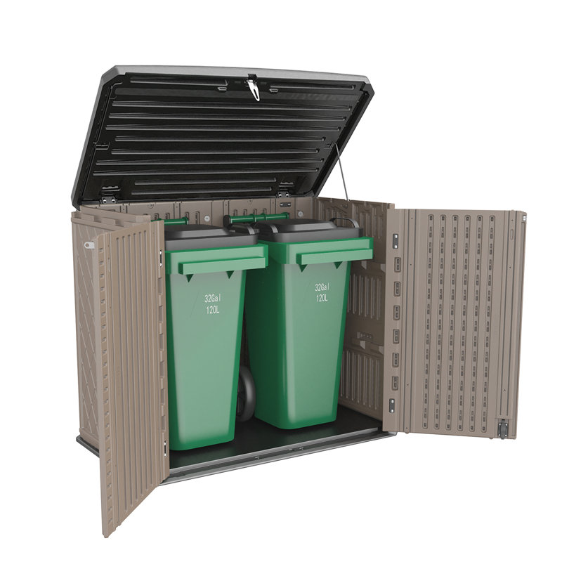 Outdoor 4 ft. 2 in. W x 2 ft. 5 in. D Weather-Resistant Plastic  Horizontal Storage Shed, Coffee