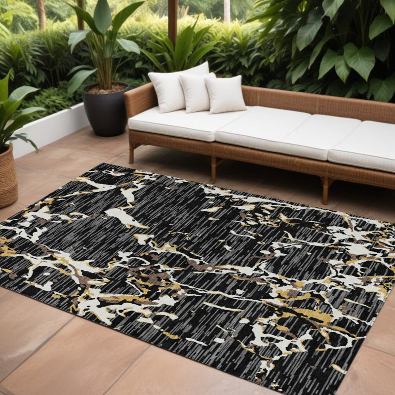 Tapis intérieur lavable rayé noir 9 pi x 12 pi
