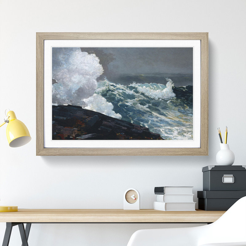 Northeaster by Winslow Homer - Picture Frame Painting, 48cm H x 65cm W x 2cm D, Oak Framed