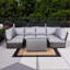 Canapé modulaire d'extérieur pour 4 personnes, coussins confortables en mousse de 5 po d'épaisseur, assemblage instantané entièrement assemblé, conception réversible, table basse à plateau en verre, housses de coussin grises avec 14 personnes amovibles