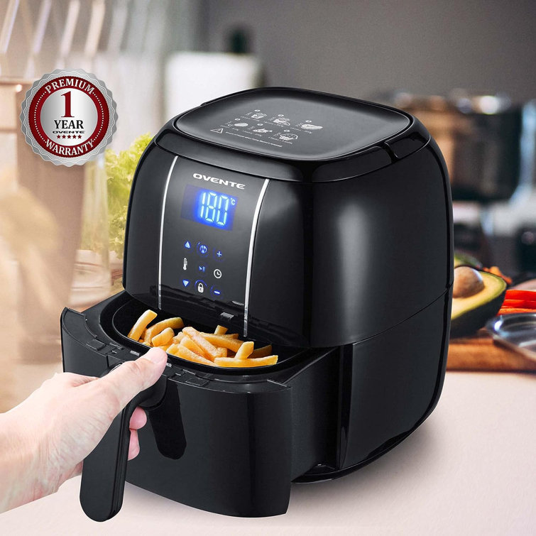 Ovente 3.2 Quart Black Compact Electric Air Fryer with Non-Stick Removable Basket