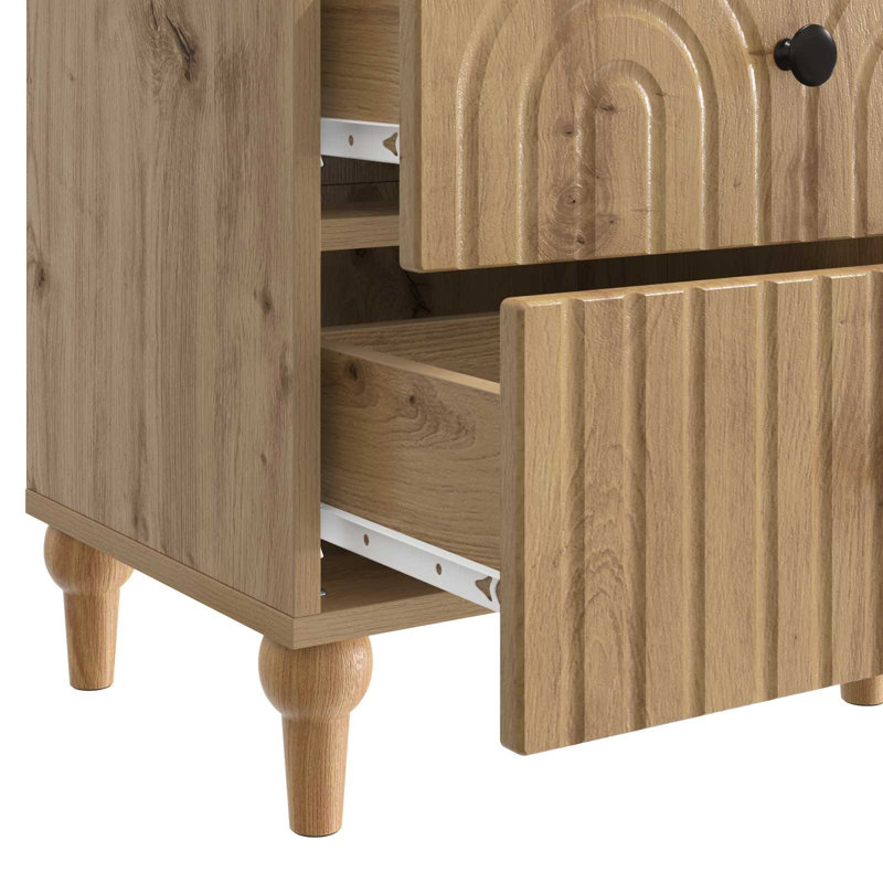 43cm W Manufactured Wood Bedside Table, Artisan Oak
