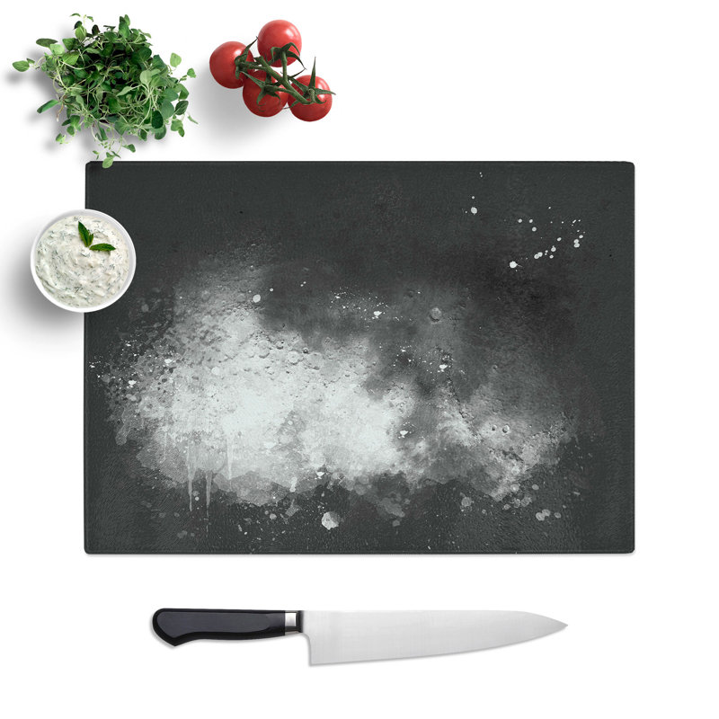 Tempered Glass Moon Craters Chopping Board, 20 cm x 28.5 cm