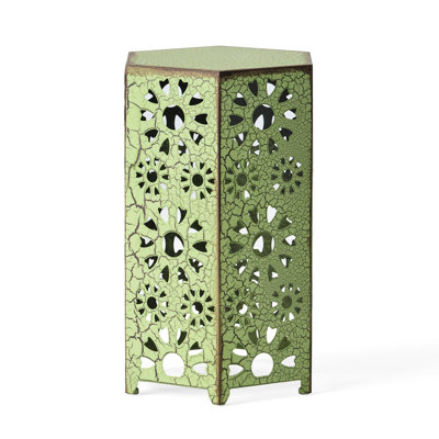 Crackle Iron Patio Table - 14.18"D X 14.18"W 22.64"H, Cut Out, Stylish Outdoor Option Side In Out Design For