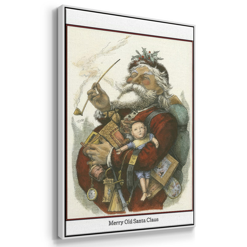 " Merry Santa ", White Floater Framed, 37" H x 25" W x 1.5" D