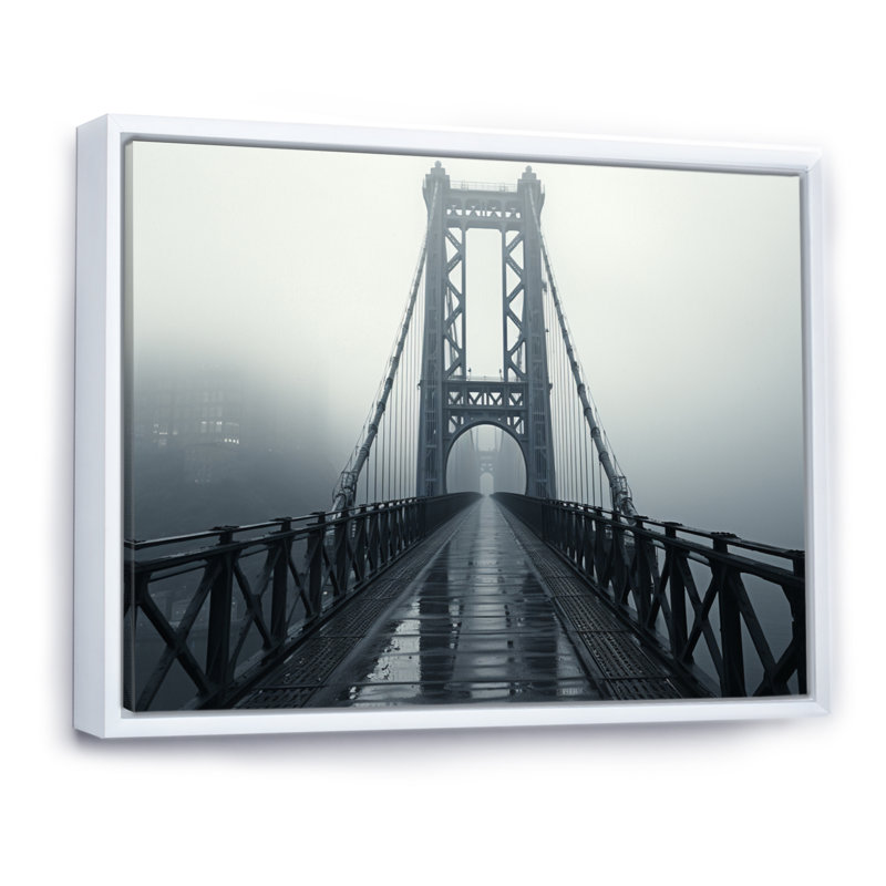 «Gray Bridge Urban Suspension I», reproduction sur toile, H 30 po x l 40 po x P 1,5 po, Cadre flottant blanc
