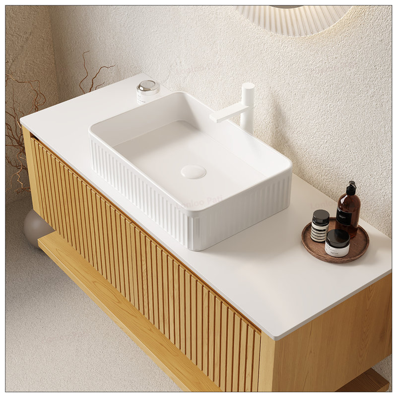 Meuble-lavabo de 48 po en contreplaqué avec évier en céramique