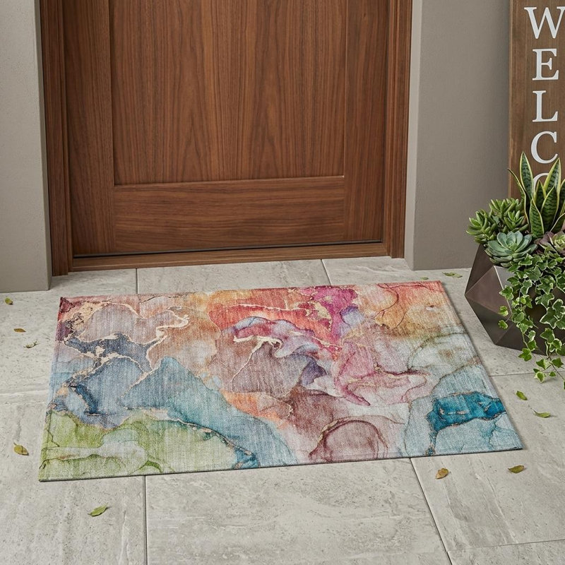 Tapis extérieur lavable antidérapant bleu 2 pi x 3 pi
