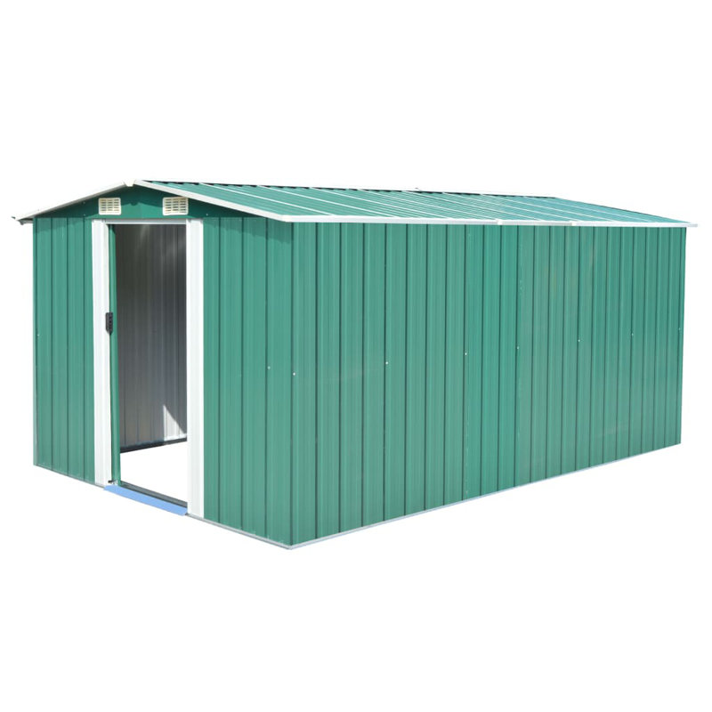 Pamlico 8.43 ft. W x 0 ft. D Metal Traditional Storage Shed, Green, 148.8" W