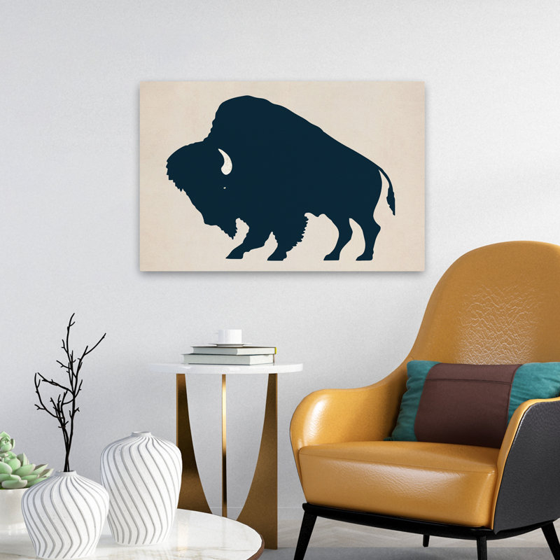 Buffalo Bison I - animaux, bison beige, bison, silhouette, H 16 po x l 24 po