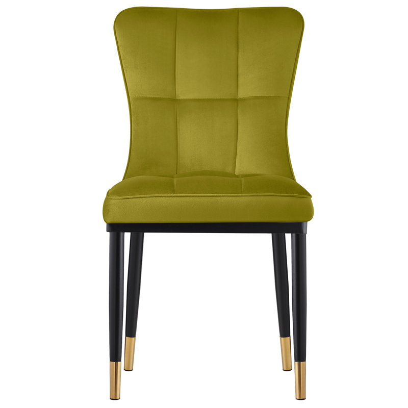 Chaise Parsons rembourrée et revêtue de velours, Vert olive