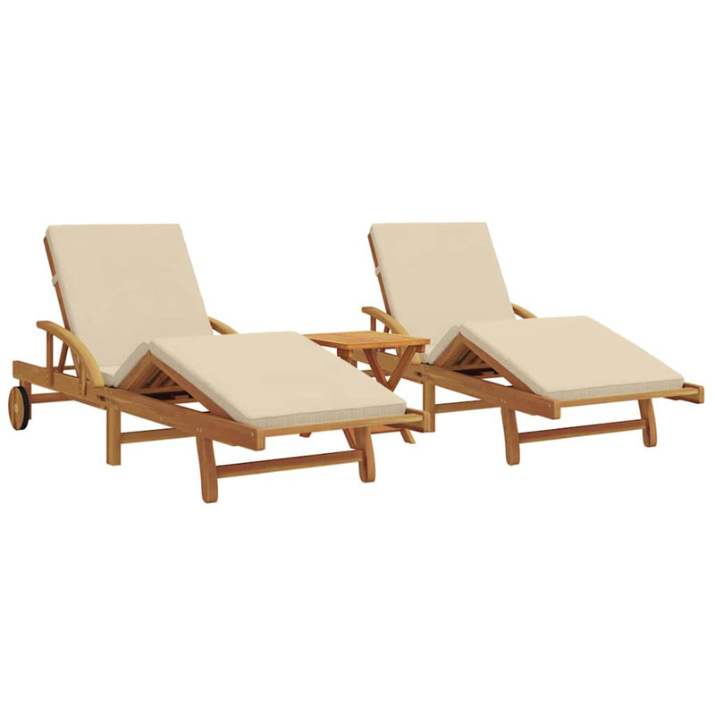 67cm Long Acacia Double Chaise, Beige