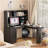 L Shaped Desk With Charger,Computer Desk With Drawers,Bookshelf, With Led Light,Modern Corner Desk,Home Office Desk,L-Shaped Study Table Writing Desk,Corner Gaming Computer Desk With Storage