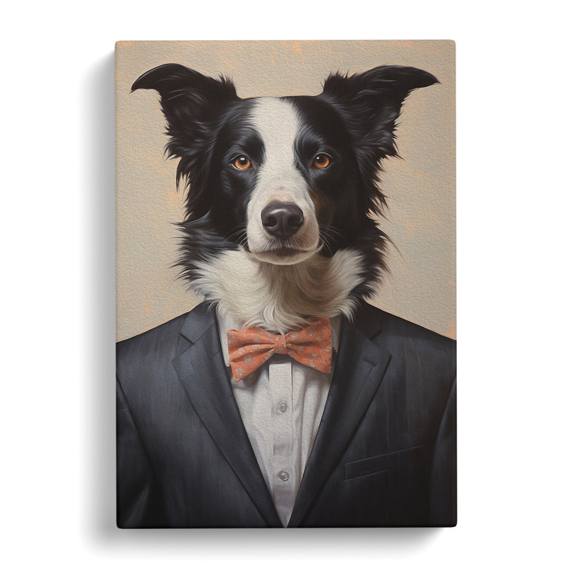 Border Collie In A Suit No.3 - No Frame Print, 50cm H x 35cm W x 3cm D