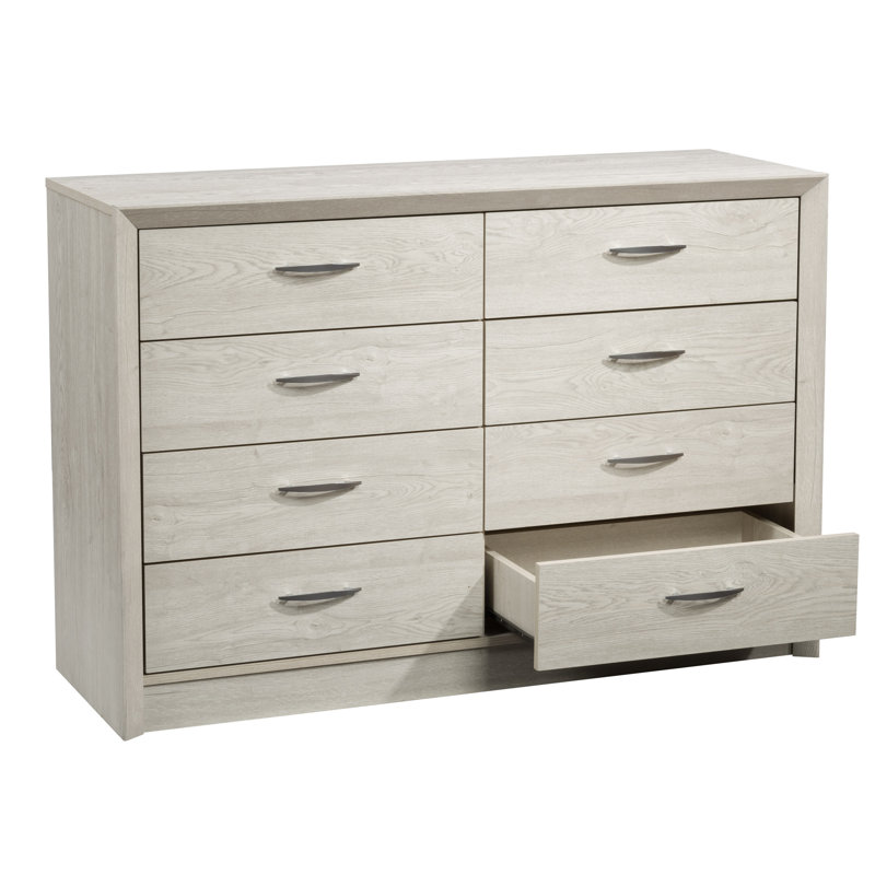 Lodsworth 47'' W 8 Drawer Double Dresser, White Washed Oak