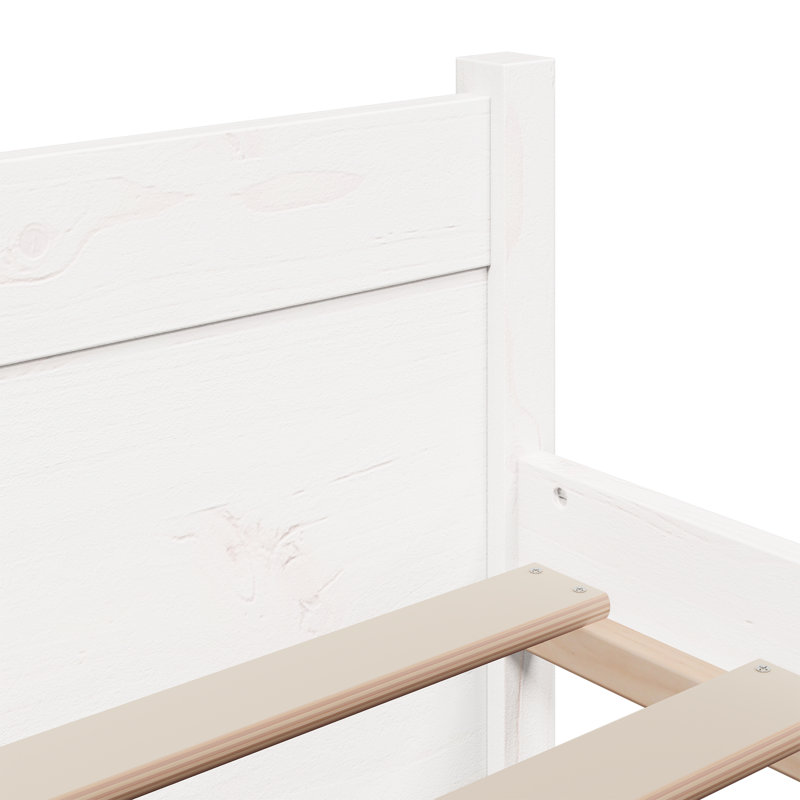 Bed Frame Solid Wood, White, European Double (140 x 200cm)