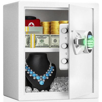 Coffre-fort pour la maison 1,5 litre Coffre-fort biométrique à accès rapide avec écran LCD, sac ignifuge, serrure de sécurité numérique, documents de bijoux sécurisés pour bureau d'hôtel