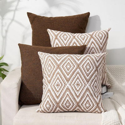 Housse de coussin 18 x 18, ensemble de 4 pièces, housse de canapé chocolat