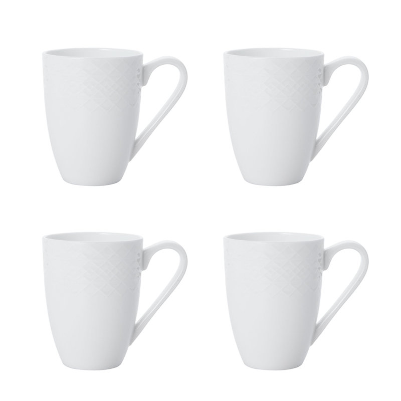 White Porcelain Round Dinnerware Set, Service for 4