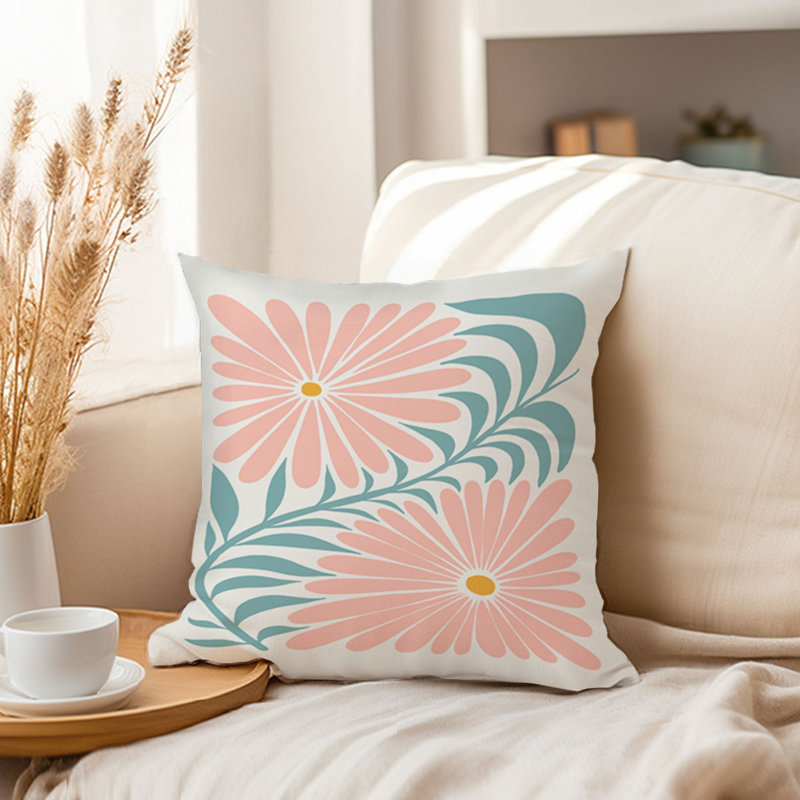 Floral Deux Fleurs Flowers Modern, 18" x 18"