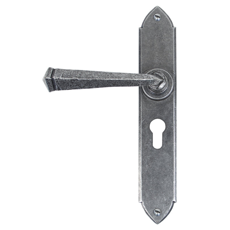 Gothic Door Handle, Pewter Patina