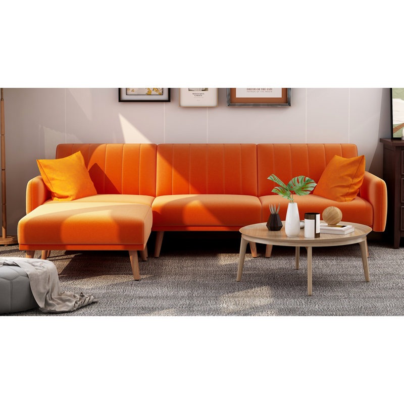 Canapé modulaire en velours Windale, Velours orange