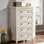 Commode 5 tiroirs Arlina Farmhouse, blanc