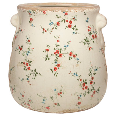 Pot à fleurs rétro en céramique rustique rétro, pot de fleurs de campagne française pour plantes d'intérieur et décoration de jardin