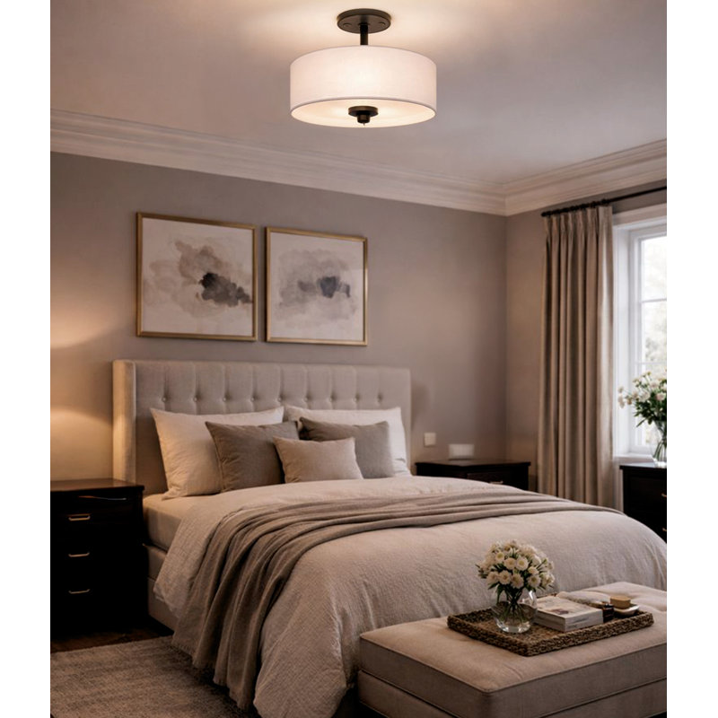 3-Light Matte Black Semi Flush Ceiling Light