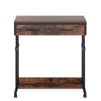 Portable Laptop Desk With Drawer & Wheels, Height Adjustable Rolling Standing Desk With Storage Shel