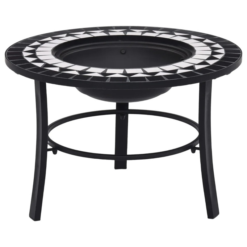 Eastchester Mosaic Fire Pit 68cm Ceramic, Black/White
