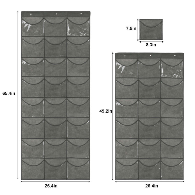 Rangement suspendu en tissu non tissé Quintesha, H 49,2 po x l 26,4 po x P 0,78 po, Gris