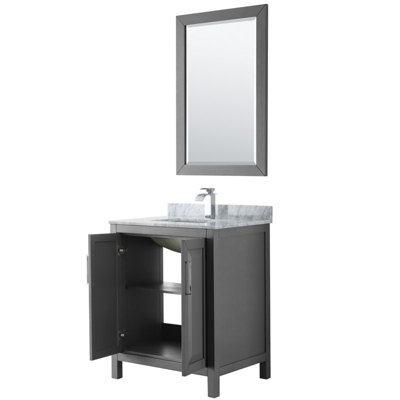 Daria 30'' W Single Vanity, Dark Espresso, Polished Chrome, Carrara Cultured Marble
